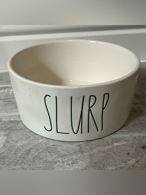 Rae Dunn White Ceramic 'SLURP' Bowl